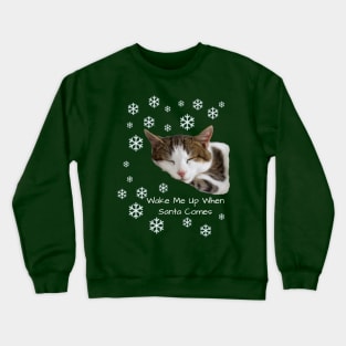 Cute Sleeping Cat Santa Christmas Crewneck Sweatshirt